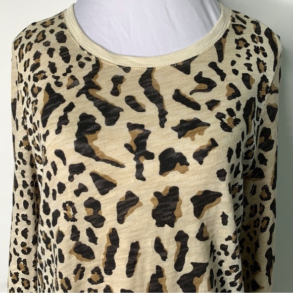 ATM Women's Natural Mixed Leopard Long Sleeve Tee Silver Pavement Size Medium - Picture 3 of 16